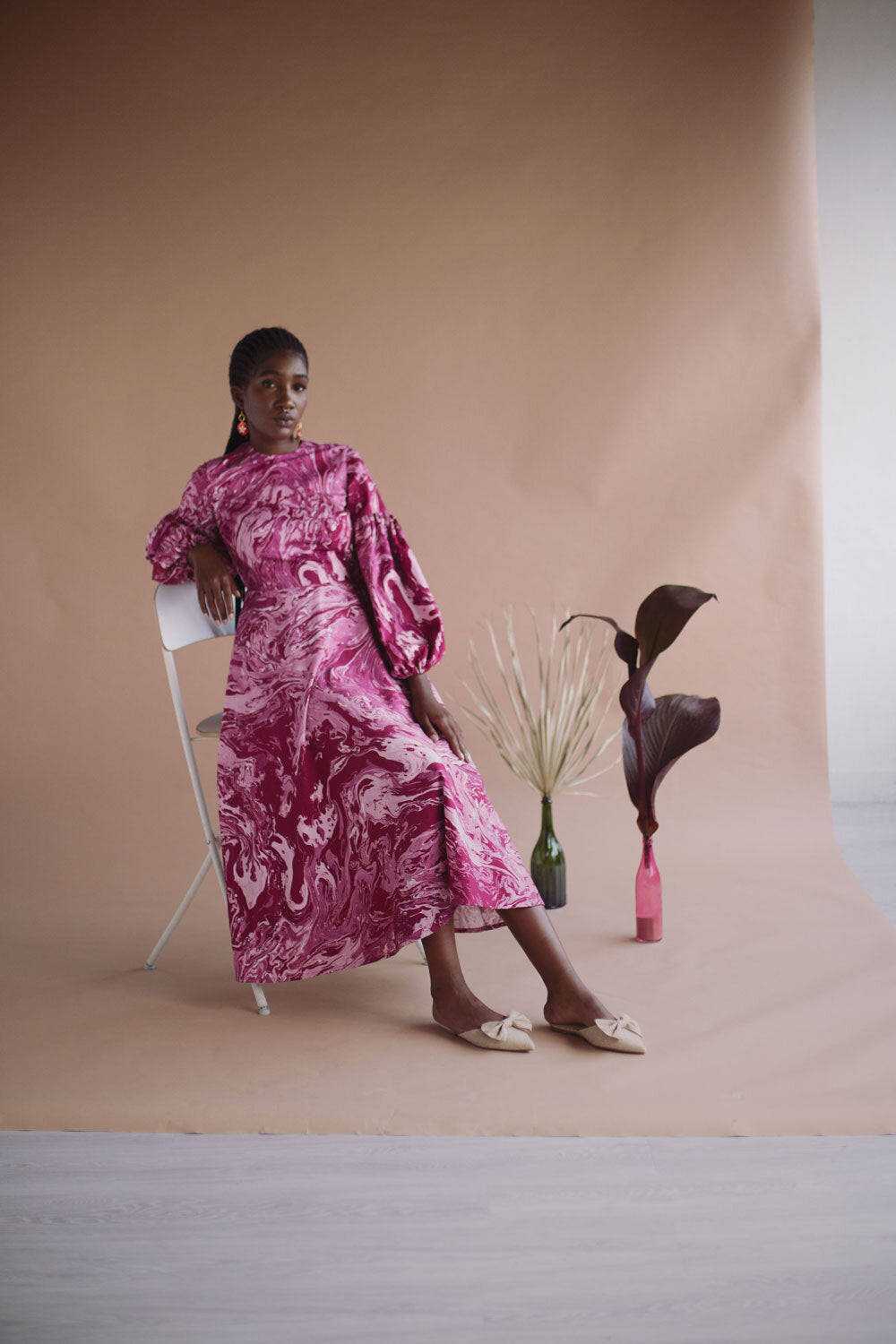 Niram dress - burgundy marble