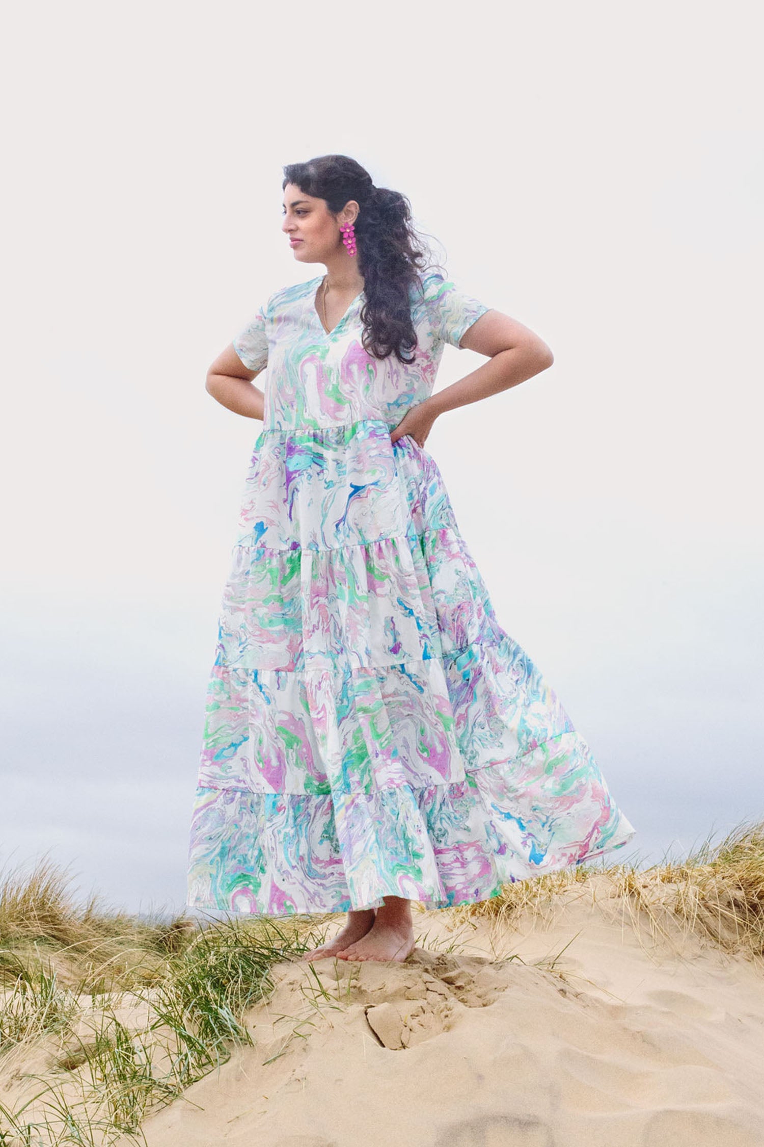 Kaveri dress - white marble