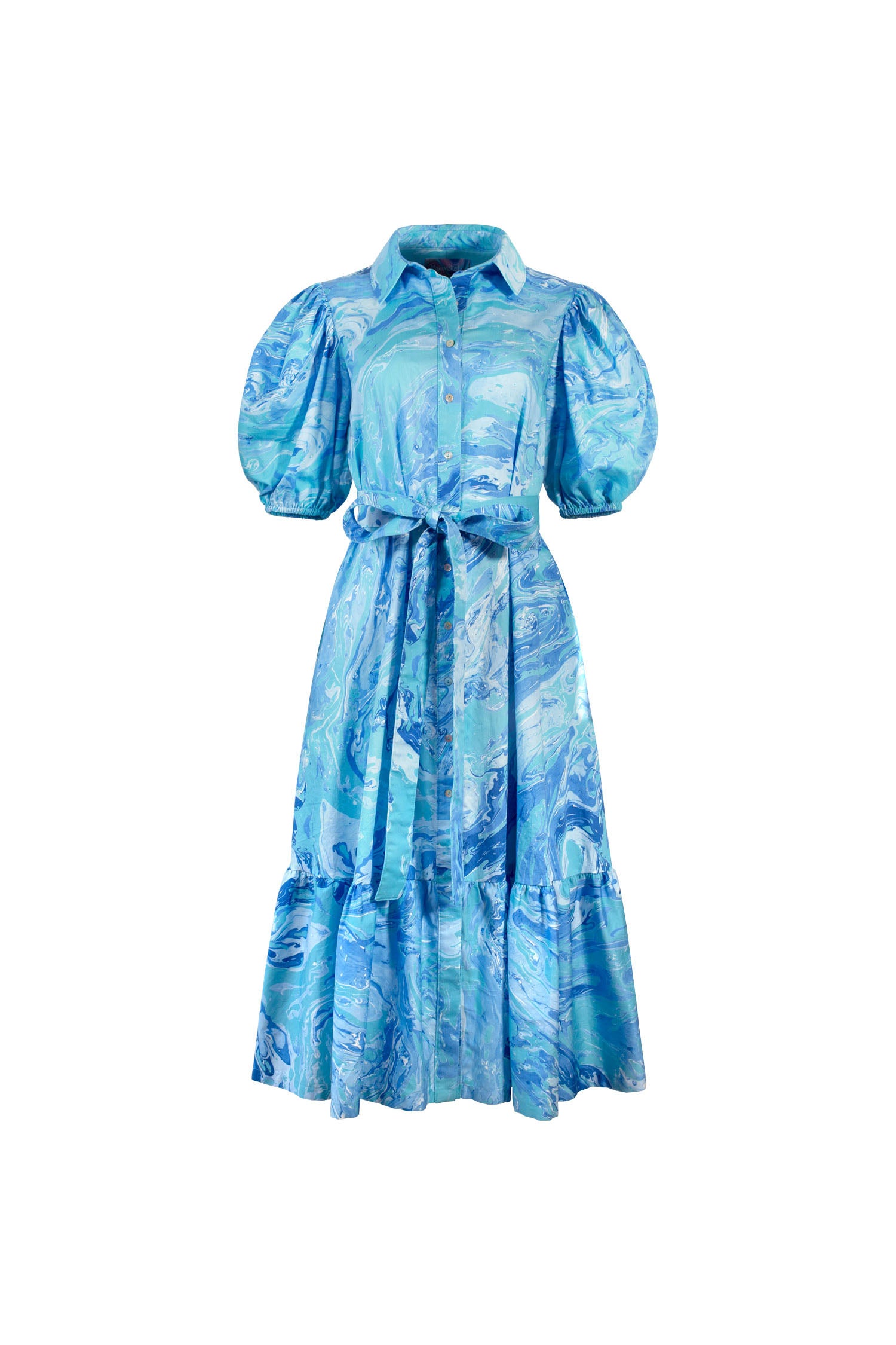 Valli shirt dress - teal marble - size XL