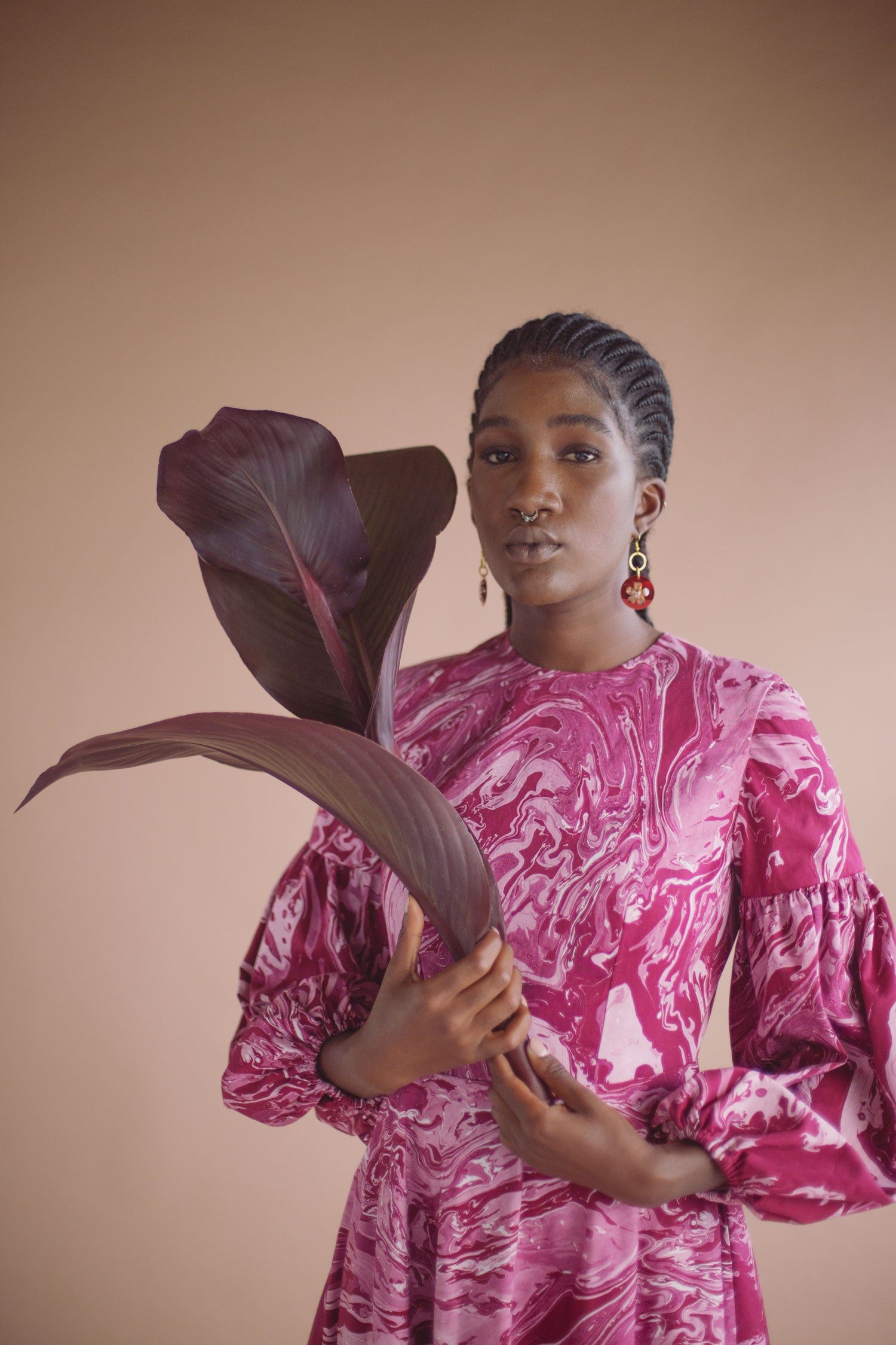 Niram dress - burgundy marble