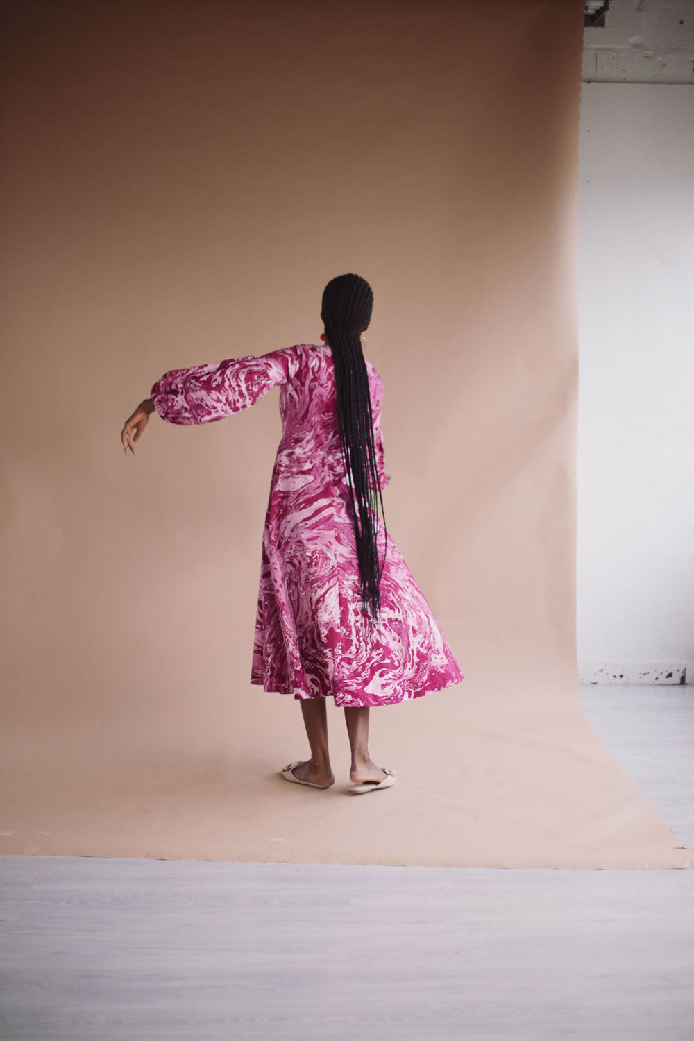 Niram dress - burgundy marble