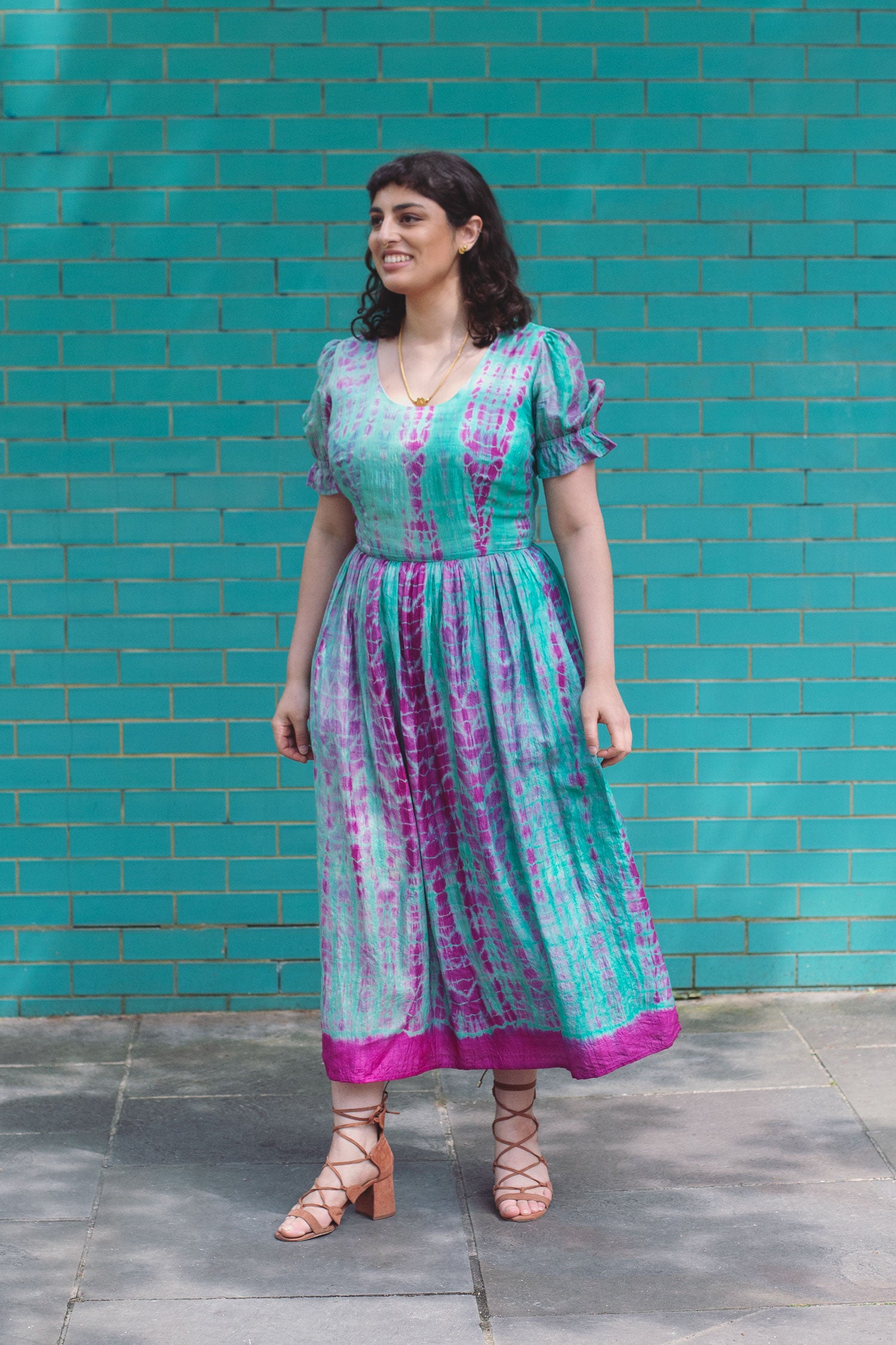 Parvardai dress - turquoise silk