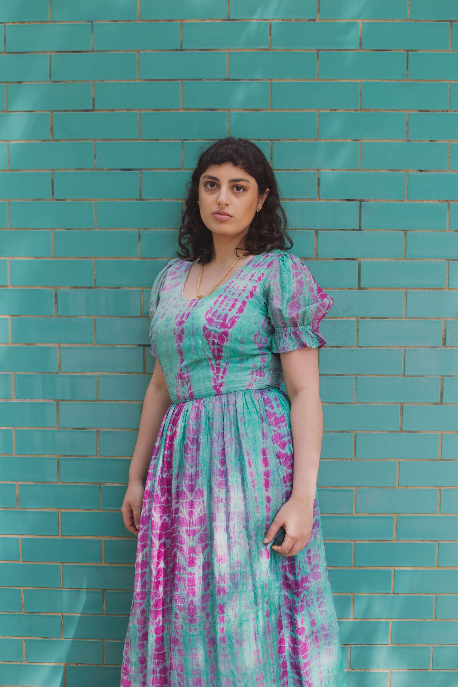 Parvardai dress - turquoise silk