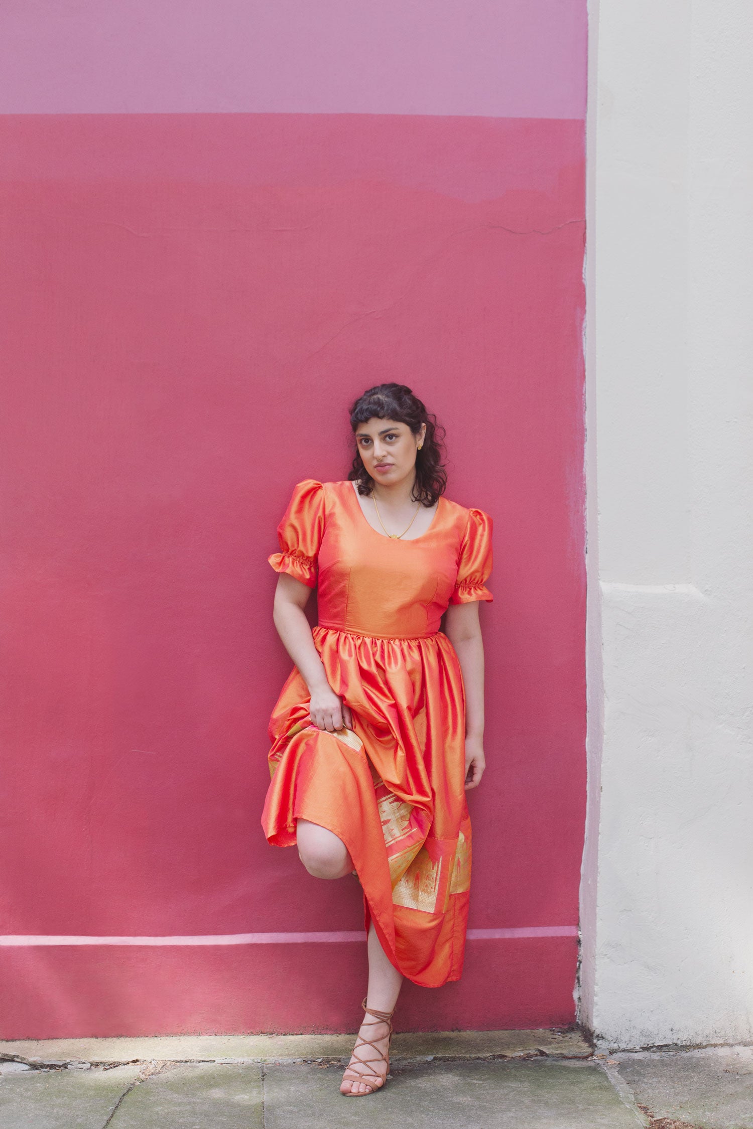 Parvardai dress - orange taffeta