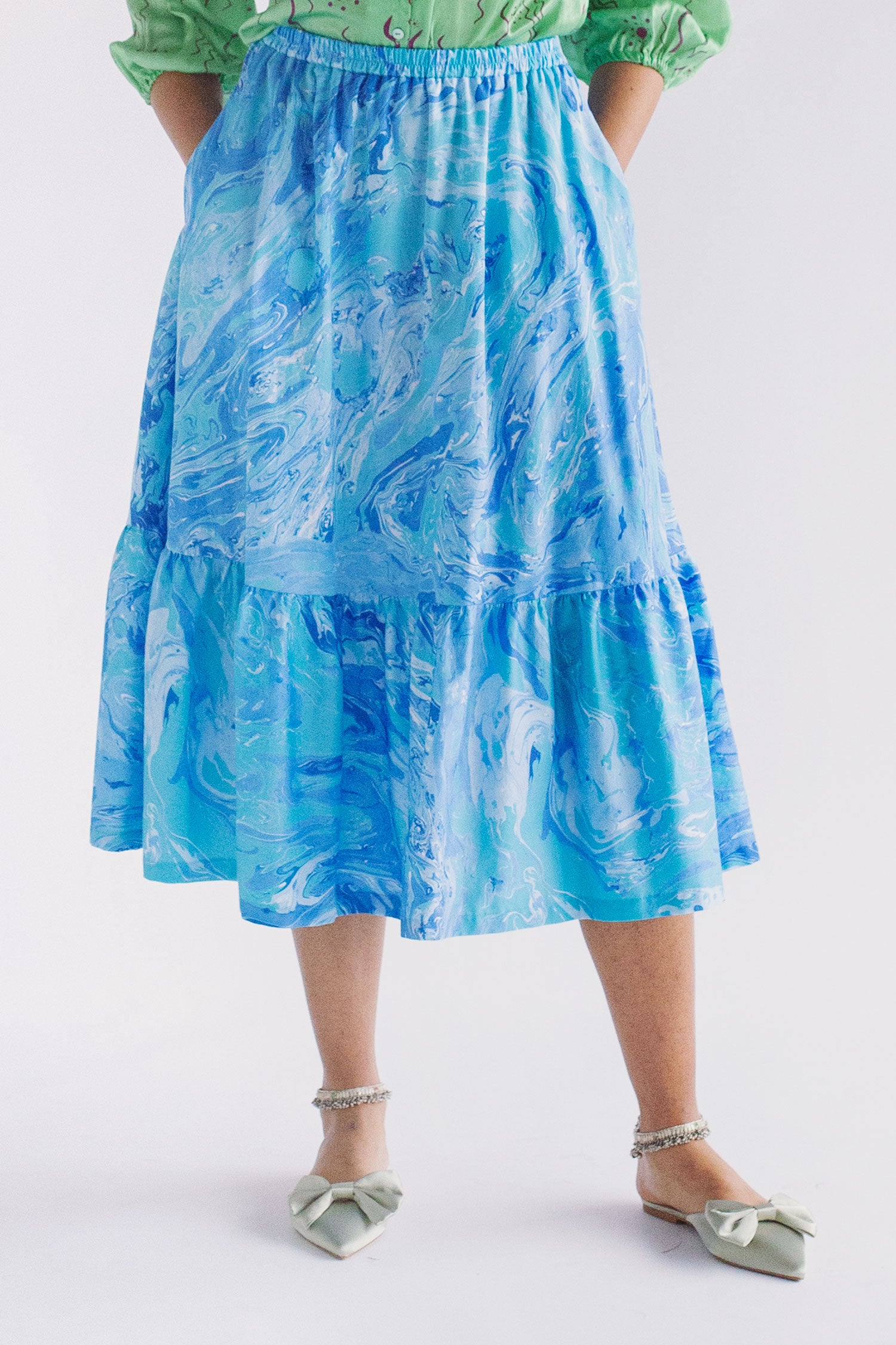 Varshini skirt - teal marble