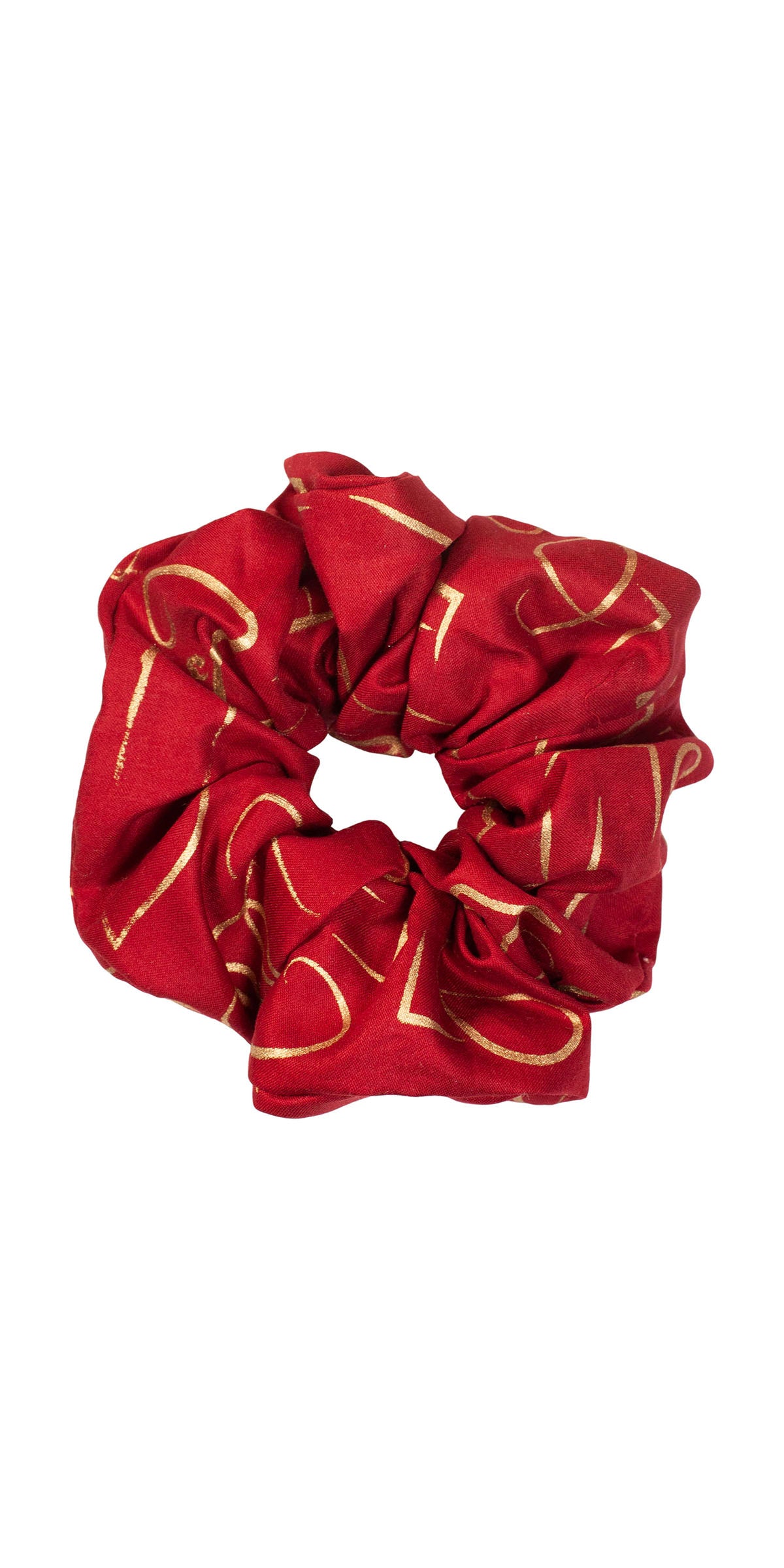 Scrunchie - burgundy gold print cotton