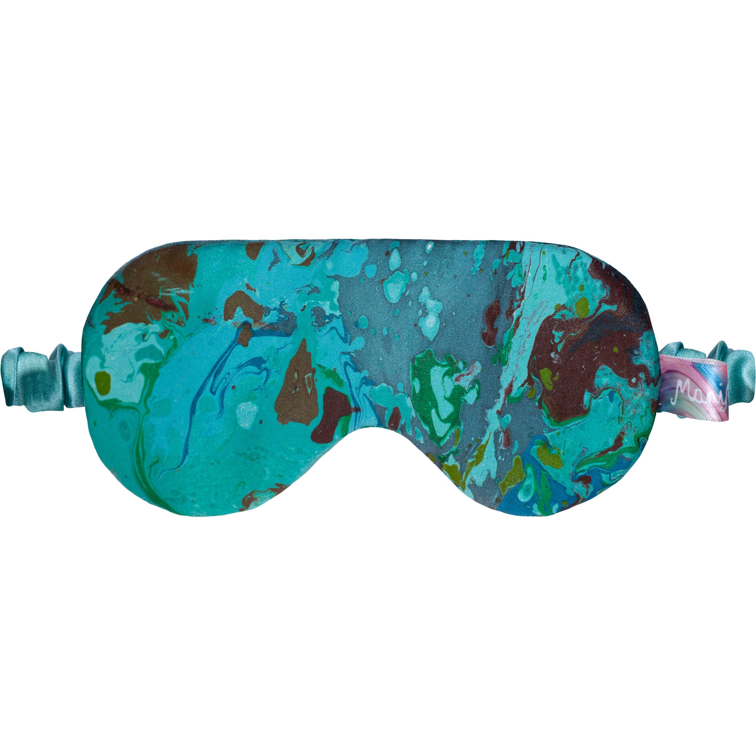 Eye mask - turquoise marbled silk
